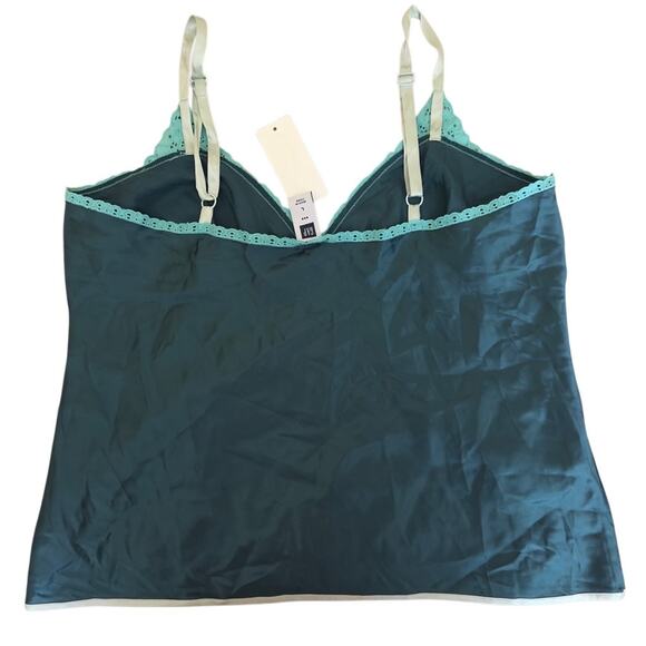Vintage Y2K‎ Silk Floral GAP Tank Top Green Size Large Babydoll - Picture 2 of 11